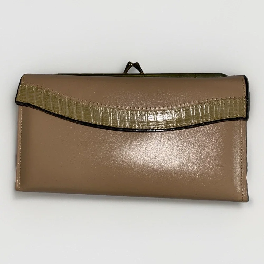 Vintage Genuine Glove Leather Wallet New Beige